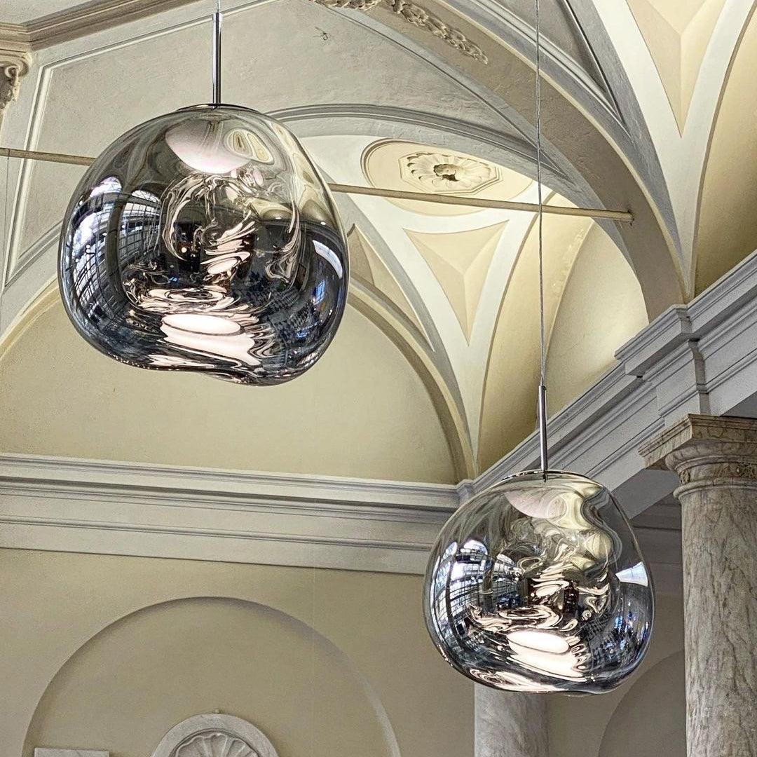 Pendant Lamp Metal 11 in Adjustable Ceiling Light Silver Gold Rose Gold Smoky Gray | Kalsten