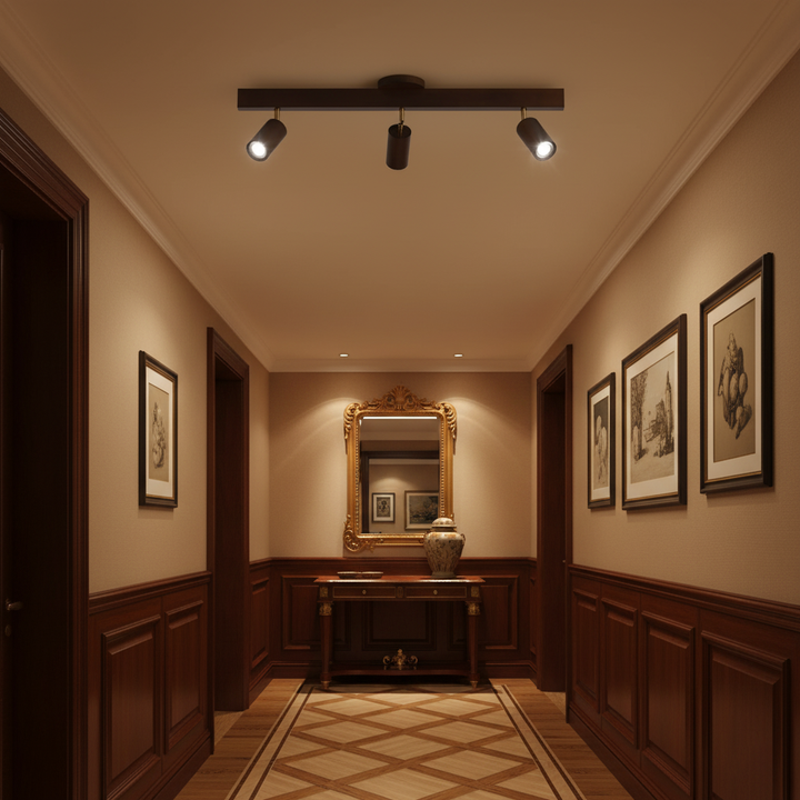 Track Lighting Wood Metal 16.5 in Plug-In LED Ceiling Wall Fixture Warm White Living Room Accent Lighting | Kalsten