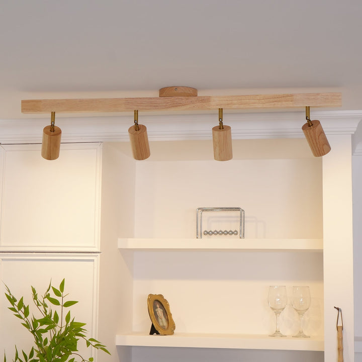 Track Lighting Wood Metal 16.5 in Plug-In LED Ceiling Wall Fixture Warm White Living Room Accent Lighting | Kalsten