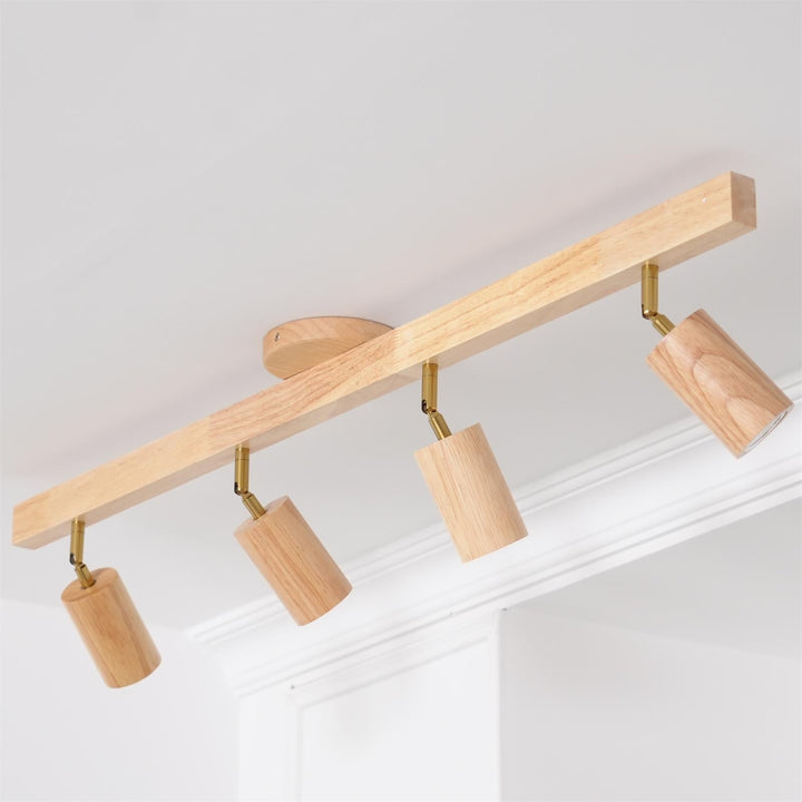 Track Lighting Wood Metal 16.5 in Plug-In LED Ceiling Wall Fixture Warm White Living Room Accent Lighting | Kalsten