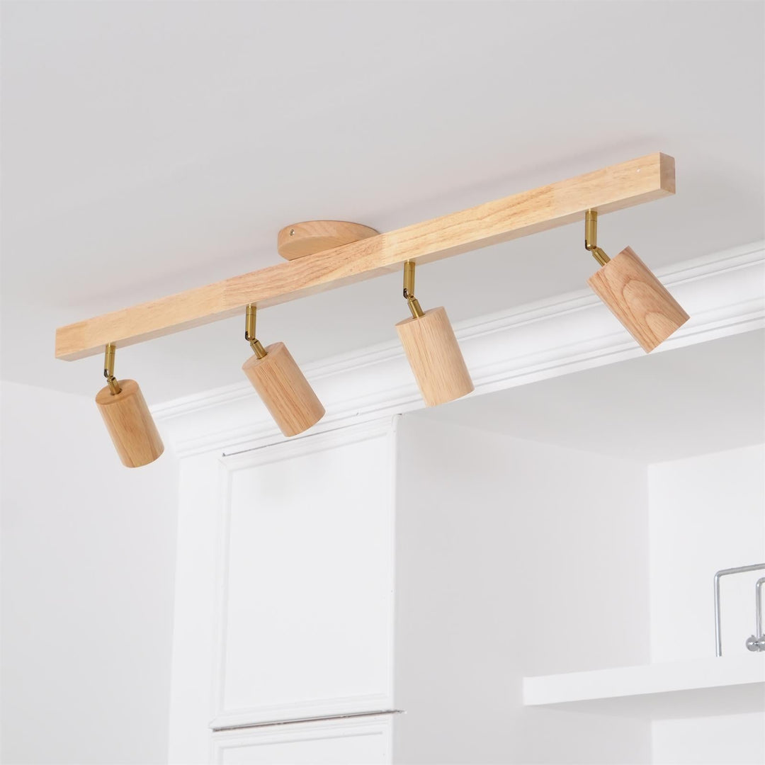 Track Lighting Wood Metal 16.5 in Plug-In LED Ceiling Wall Fixture Warm White Living Room Accent Lighting | Kalsten