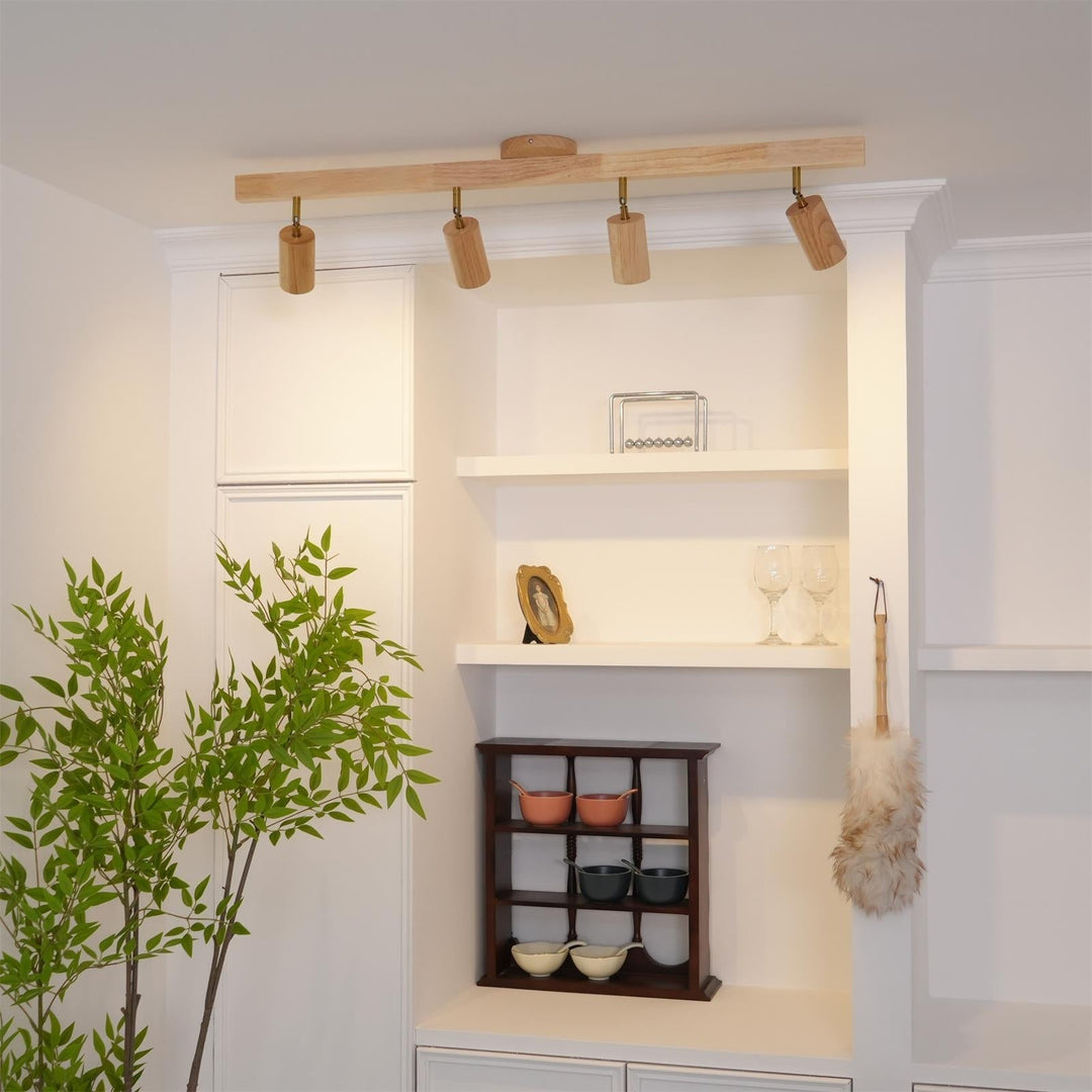 Track Lighting Wood Metal 16.5 in Plug-In LED Ceiling Wall Fixture Warm White Living Room Accent Lighting | Kalsten