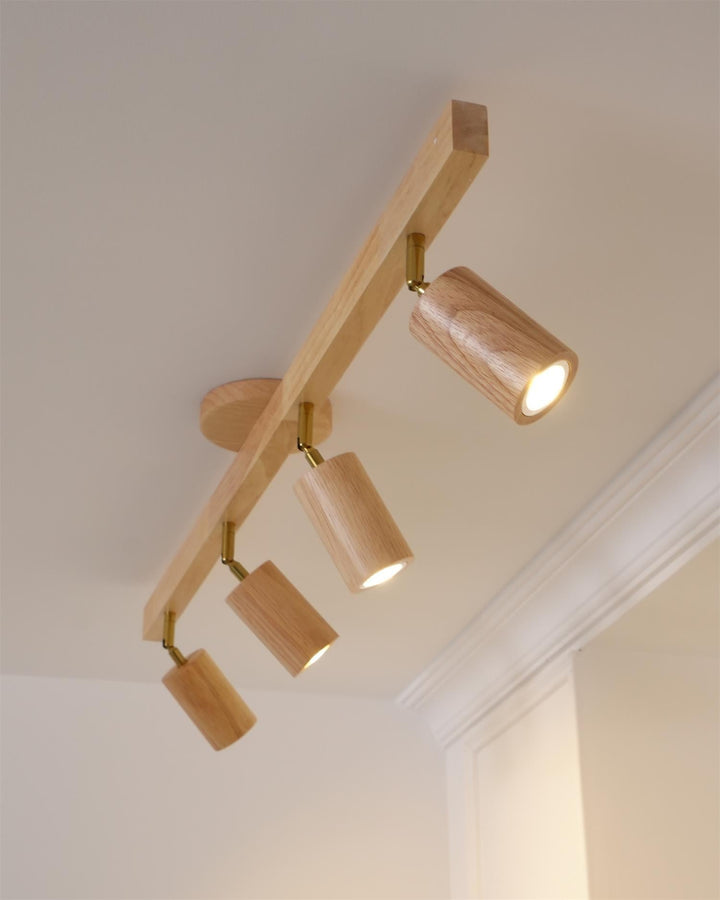 Track Lighting Wood Metal 16.5 in Plug-In LED Ceiling Wall Fixture Warm White Living Room Accent Lighting | Kalsten
