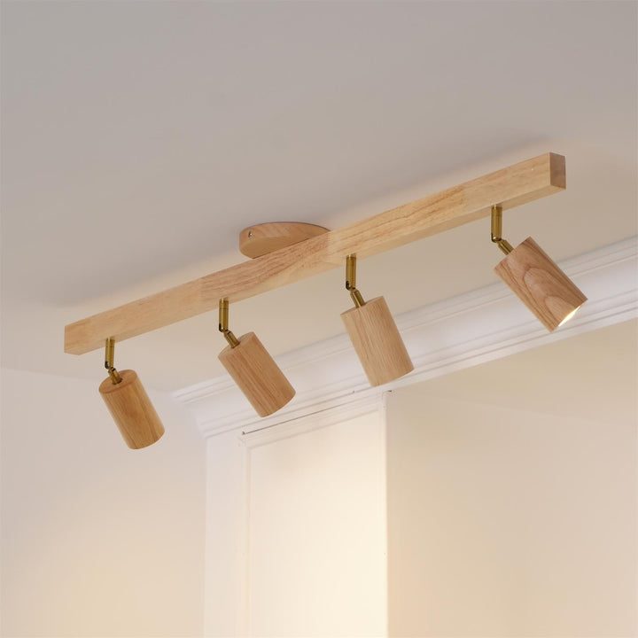 Track Lighting Wood Metal 16.5 in Plug-In LED Ceiling Wall Fixture Warm White Living Room Accent Lighting | Kalsten