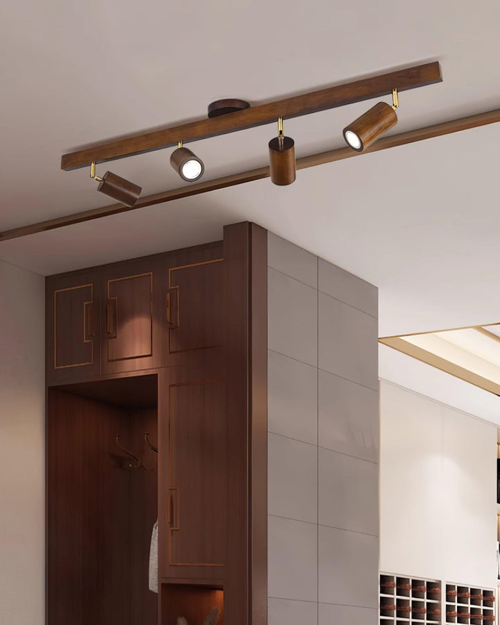 Track Lighting Wood Metal 16.5 in Plug-In LED Ceiling Wall Fixture Warm White Living Room Accent Lighting | Kalsten
