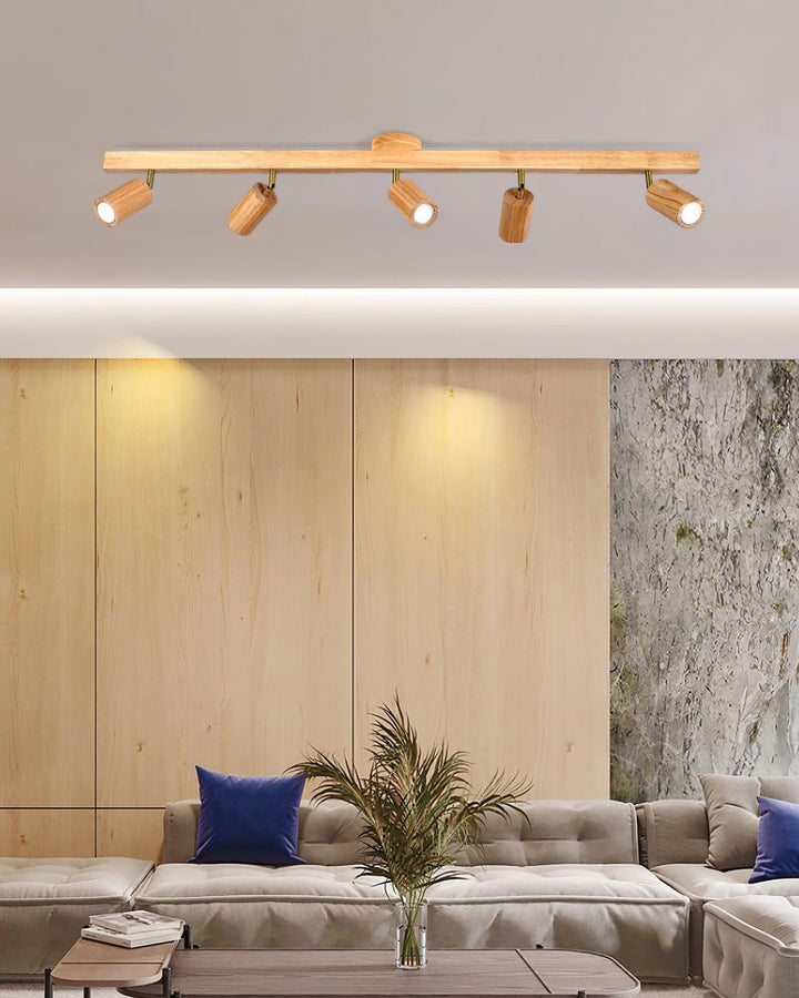 Track Lighting Wood Metal 16.5 in Plug-In LED Ceiling Wall Fixture Warm White Living Room Accent Lighting | Kalsten