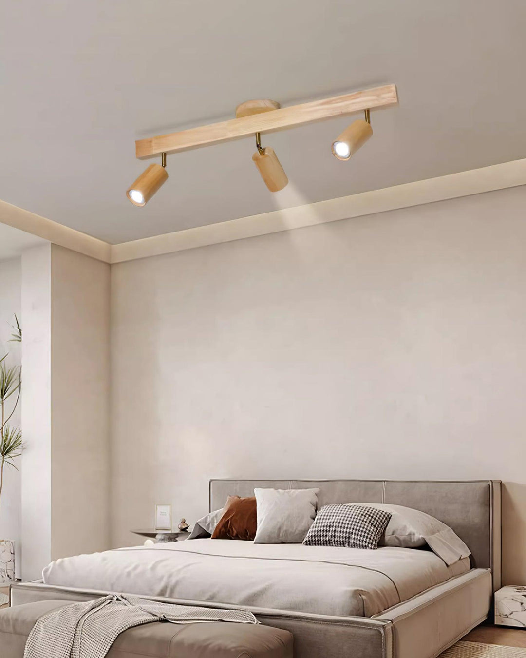 Track Lighting Wood Metal 16.5 in Plug-In LED Ceiling Wall Fixture Warm White Living Room Accent Lighting | Kalsten