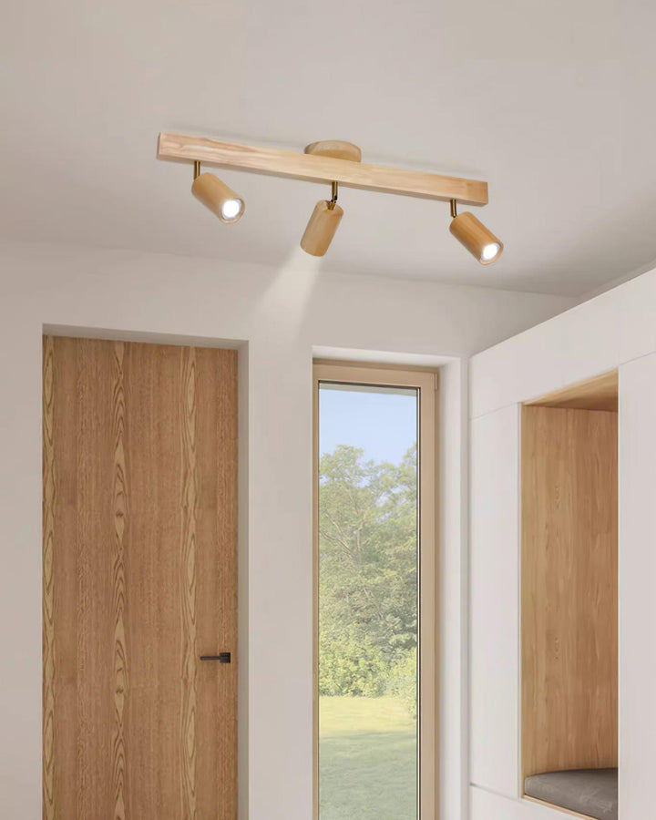 Track Lighting Wood Metal 16.5 in Plug-In LED Ceiling Wall Fixture Warm White Living Room Accent Lighting | Kalsten