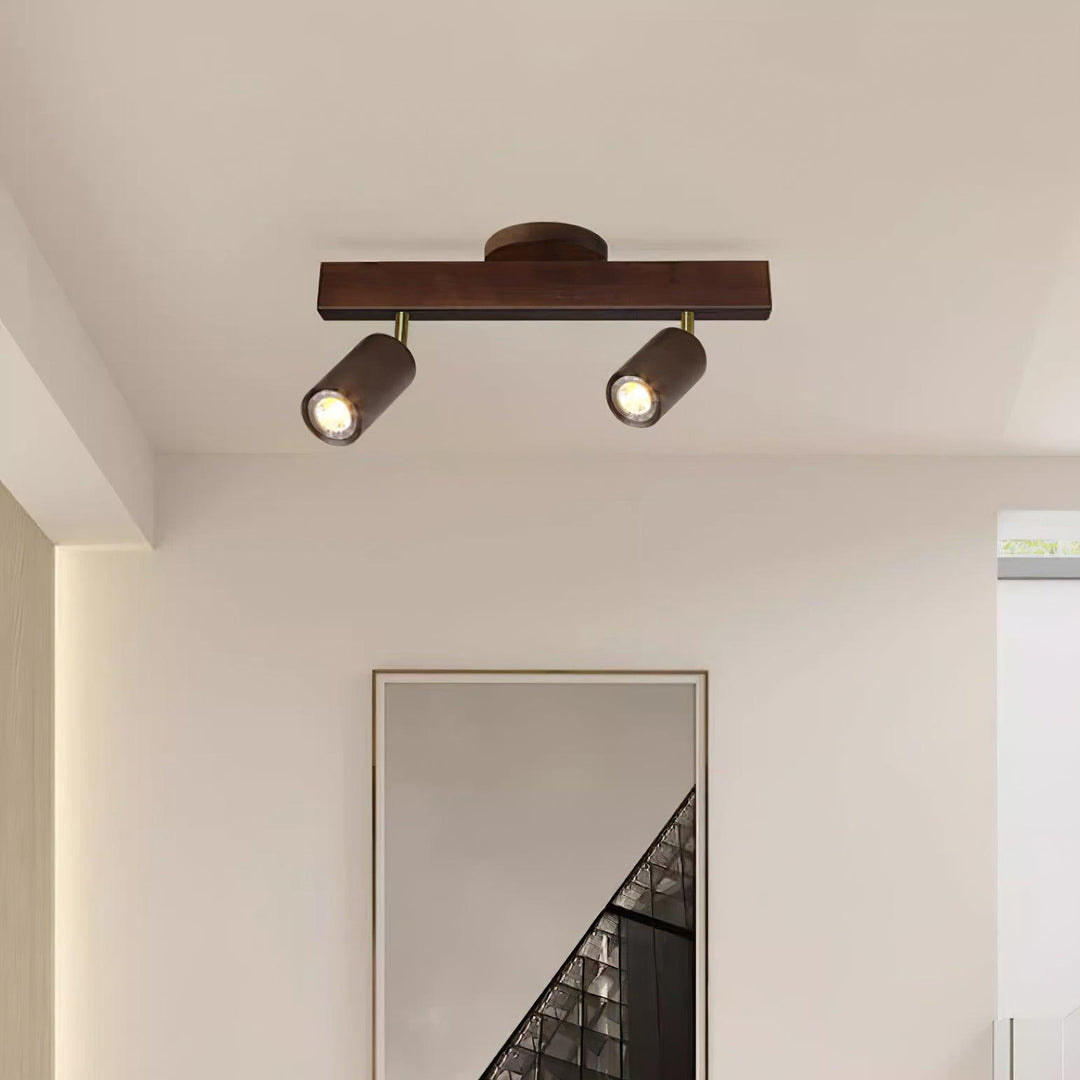 Track Lighting Wood Metal 16.5 in Plug-In LED Ceiling Wall Fixture Warm White Living Room Accent Lighting | Kalsten