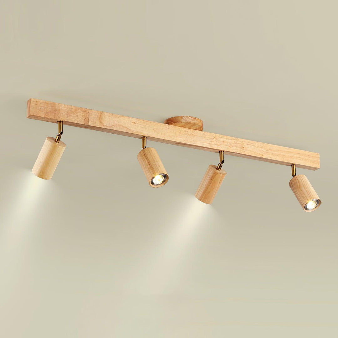Track Lighting Wood Metal 16.5 in Plug-In LED Ceiling Wall Fixture Warm White Living Room Accent Lighting | Kalsten