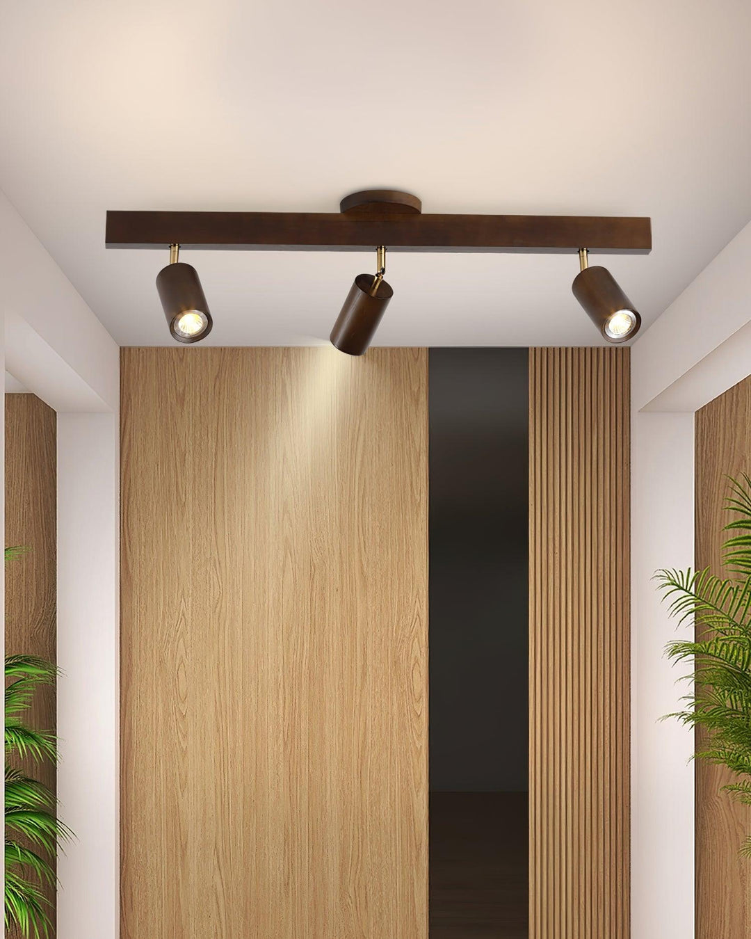 Track Lighting Wood Metal 16.5 in Plug-In LED Ceiling Wall Fixture Warm White Living Room Accent Lighting | Kalsten
