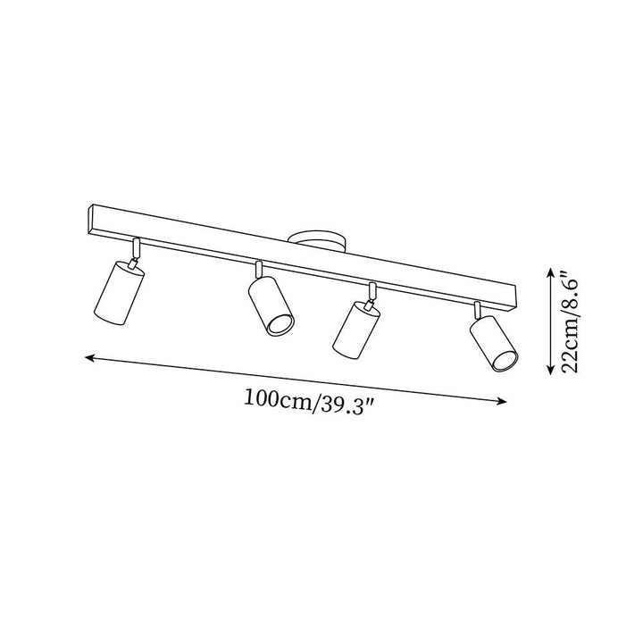 Track Lighting Wood Metal 16.5 in Plug-In LED Ceiling Wall Fixture Warm White Living Room Accent Lighting | Kalsten
