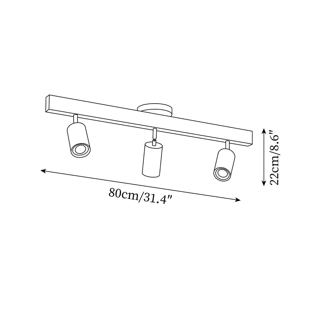 Track Lighting Wood Metal 16.5 in Plug-In LED Ceiling Wall Fixture Warm White Living Room Accent Lighting | Kalsten