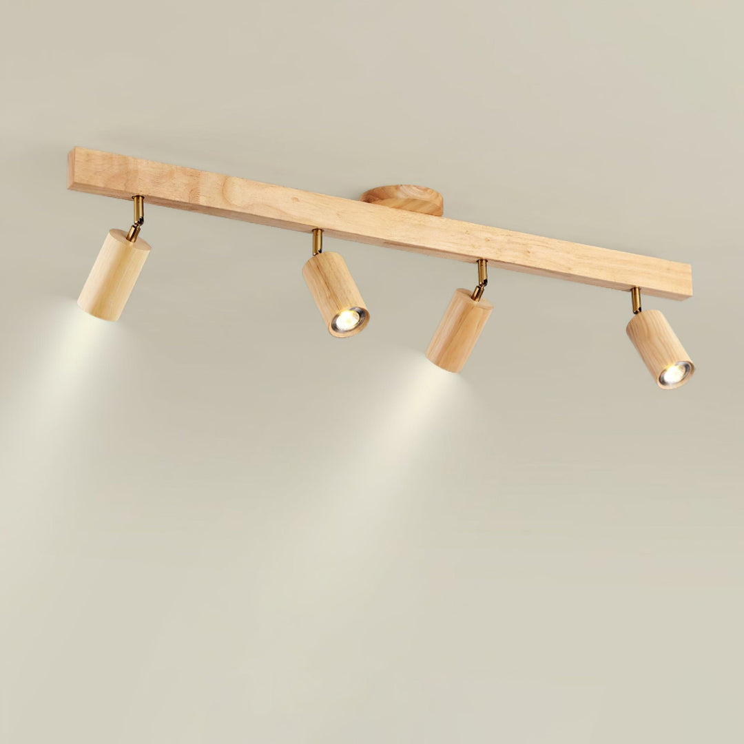 Track Lighting Wood Metal 16.5 in Plug-In LED Ceiling Wall Fixture Warm White Living Room Accent Lighting | Kalsten