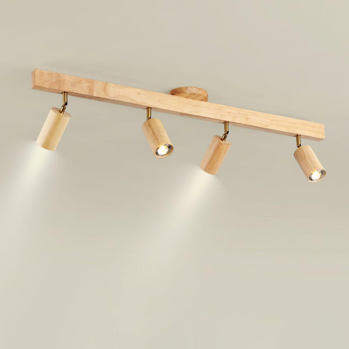 Track Lighting Wood Metal 16.5 in Plug-In LED Ceiling Wall Fixture Warm White Living Room Accent Lighting | Kalsten