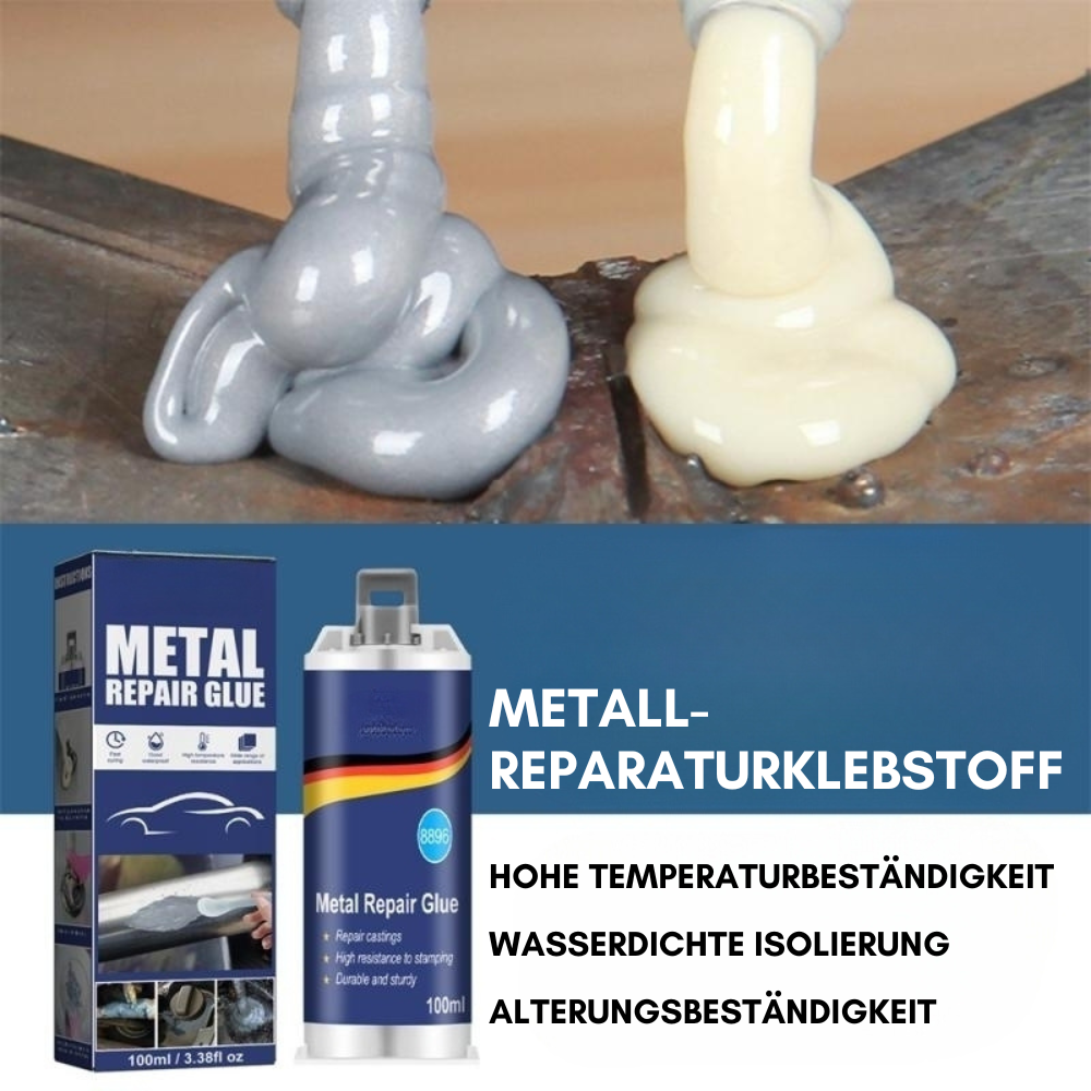 Karnz | High-Performance Metal Repair Adhesive | Industrial Adhesive for Cast Iron, Steel & Aluminum | Heat Resistant & Waterproof | 100ml Liquid Metal Repair Kit | Silver