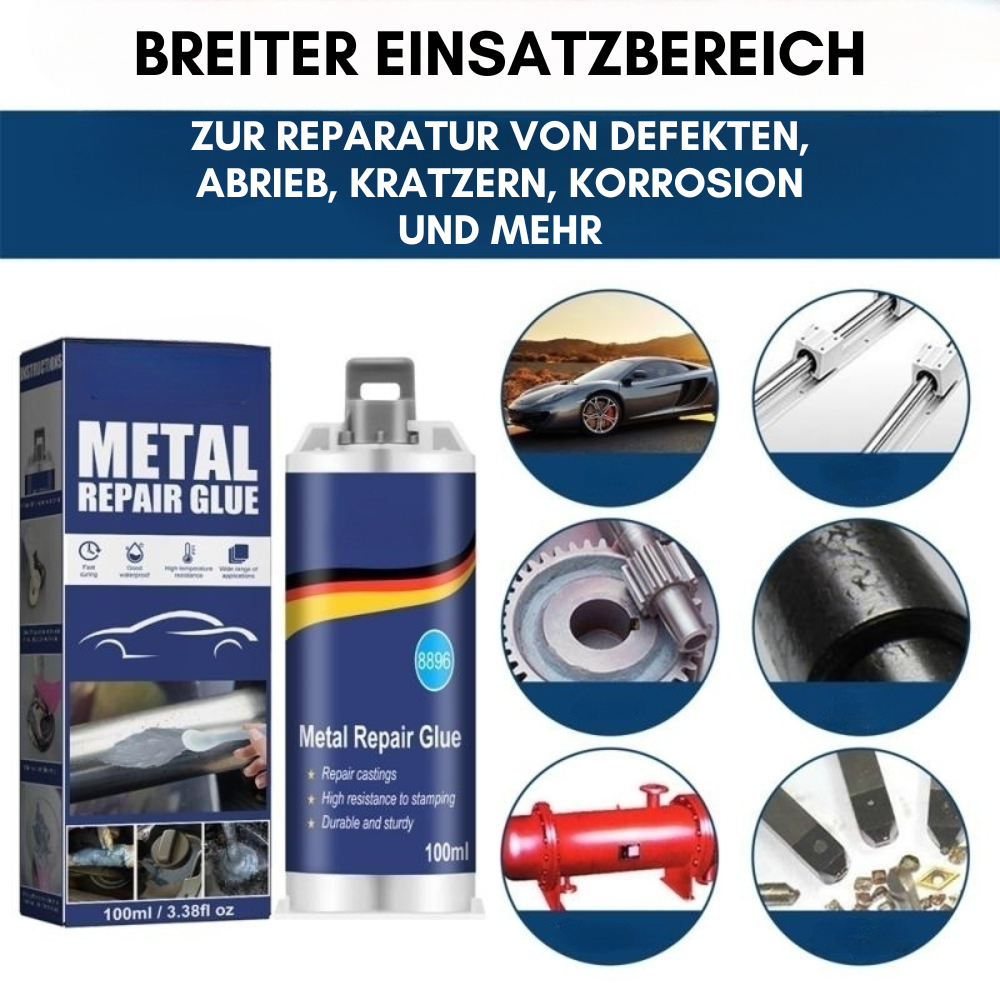 Karnz | High-Performance Metal Repair Adhesive | Industrial Adhesive for Cast Iron, Steel & Aluminum | Heat Resistant & Waterproof | 100ml Liquid Metal Repair Kit | Silver