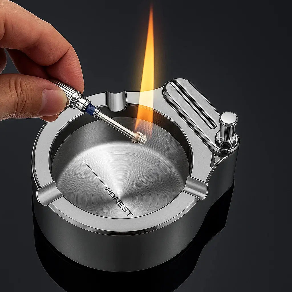 Kalsten | Metal ashtray with stick lighter – Elegant & refillable