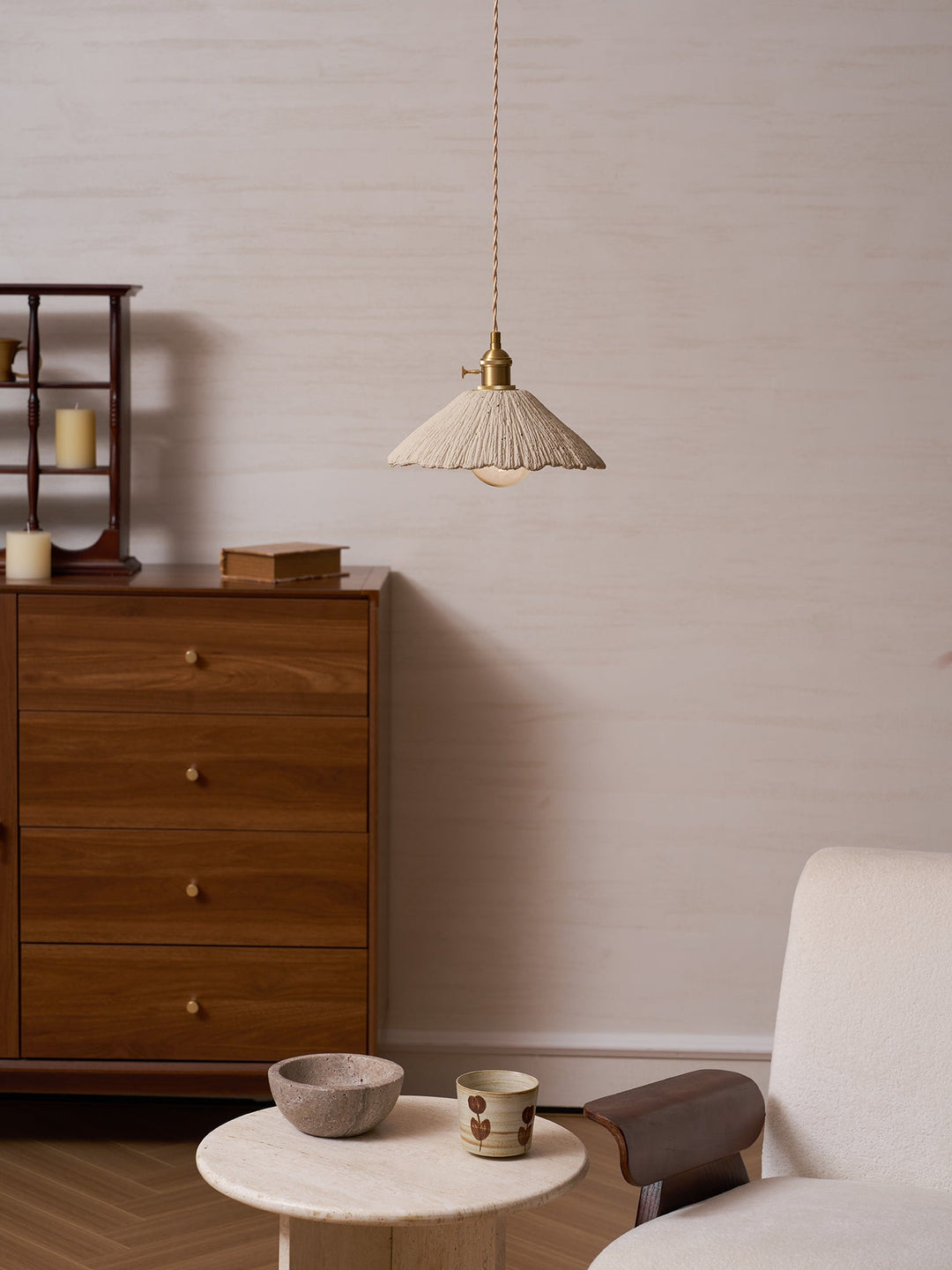 Pendant Light Cement 9.8 in Adjustable Modern Dining Room Kitchen Island Hanging Ceiling Lamp | Kalsten