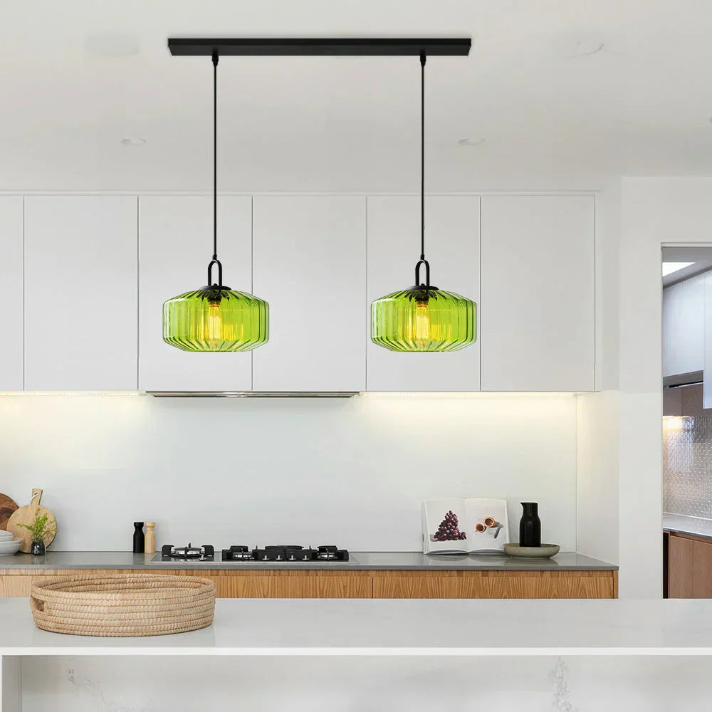 Pendant Light Glass 11 in Handblown Indoor Warm Glow Dining Room Kitchen Hallway Lighting | Kalsten