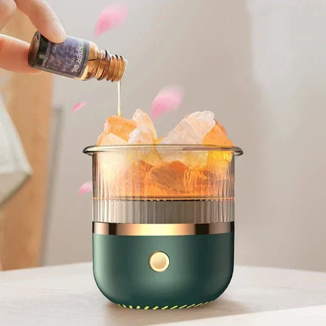 Brehn | Himalayan Salt Crystal Lamp & Essential Oil Diffuser, USB Ultrasonic Humidifier for Home & Office