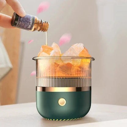 Brehn | Himalayan Salt Crystal Lamp & Essential Oil Diffuser, USB Ultrasonic Humidifier for Home & Office