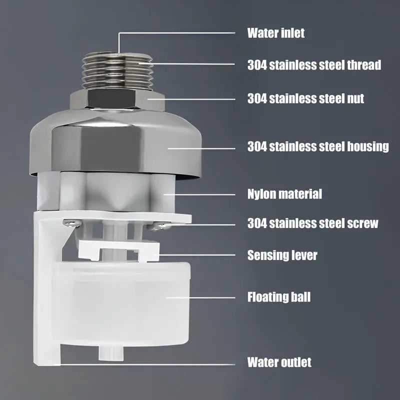 Kalsten | Mini Float Valve | Automatic Water Level Control | Stainless Steel | 10–150 PSI | Compact