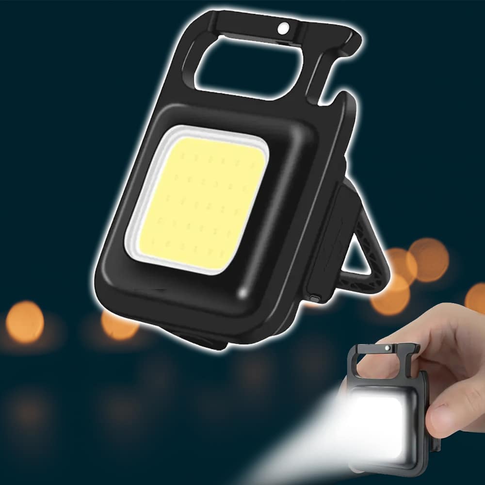 Keychain COB-LED flashlight - rechargeable - 3 light modes | Kalsten