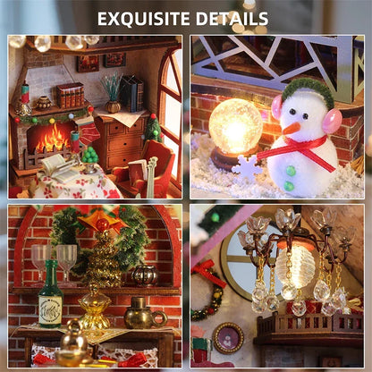 Skanto | Miniature Wooden Dollhouse – Creative Building Kit with LED Lights & Furniture