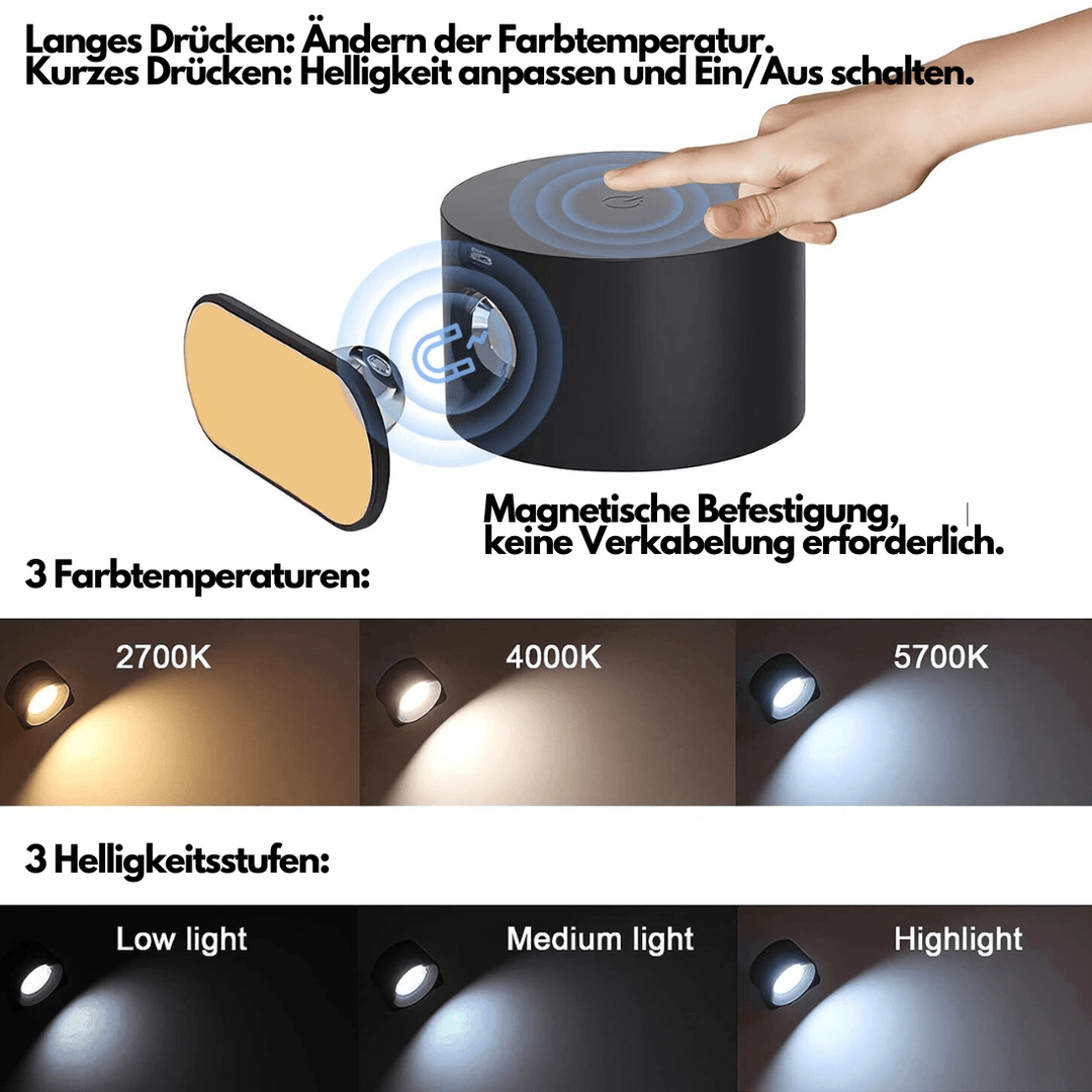 360° wireless rechargeable wall light | Versatile LED lighting solution | Kalsten