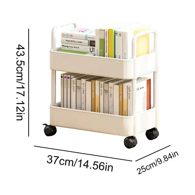 Mobile Bookshelf Cart with Wheels | Book Storage and Organizer - Dalton | Kalsten