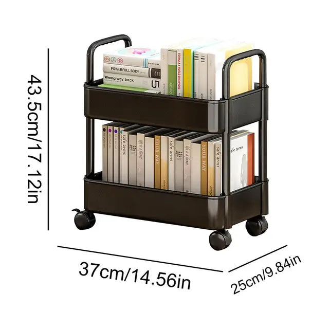Mobile Bookshelf Cart with Wheels | Book Storage and Organizer - Dalton | Kalsten