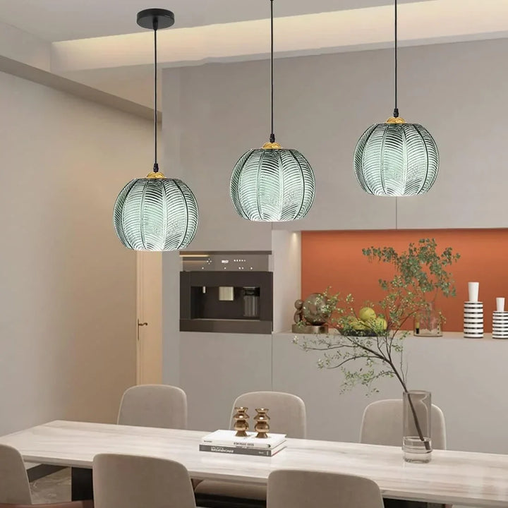 Pendant Light Glass 12 in Boho Tropical Palm Leaf Living Room Kitchen Bedroom Hanging Lamp | Kalsten