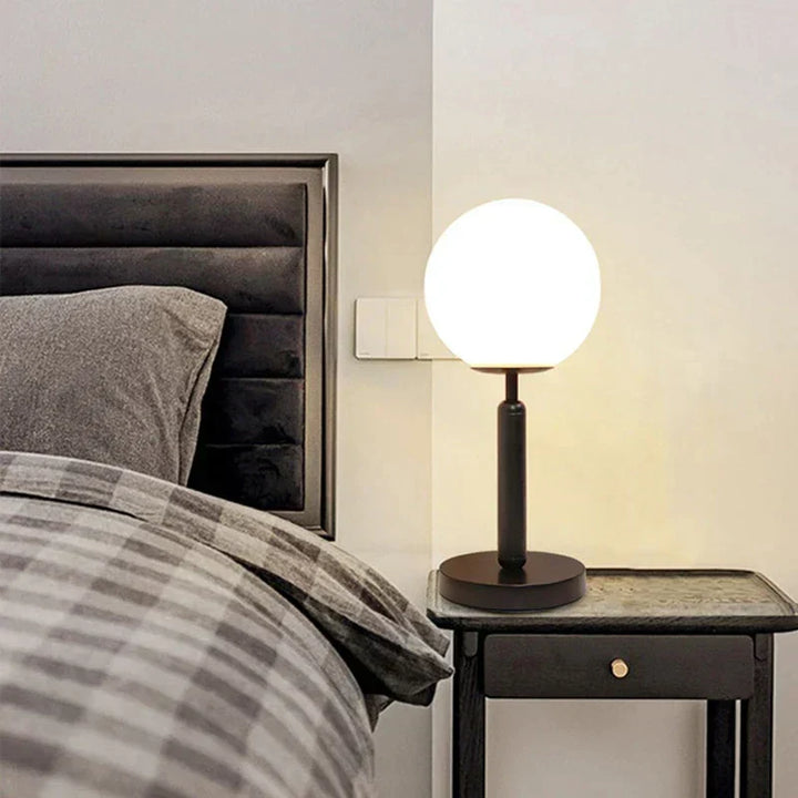 Stylish Brass & Glass LED Table Lamp – GlowSphere Kalsten