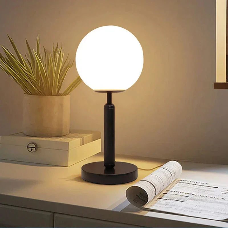 Stylish Brass & Glass LED Table Lamp – GlowSphere Kalsten