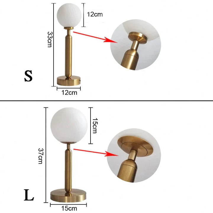 Stylish Brass & Glass LED Table Lamp – GlowSphere Kalsten