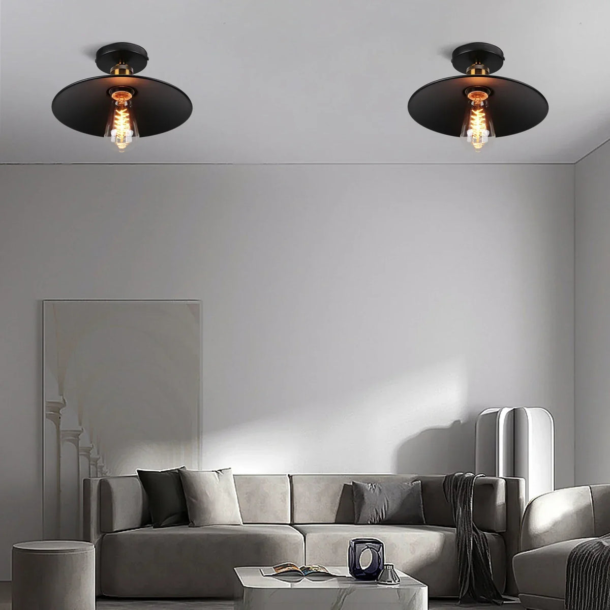 Vintage ceiling light in industrial style, metal lamp for living room or bedroom, LED-compatible | Karnz