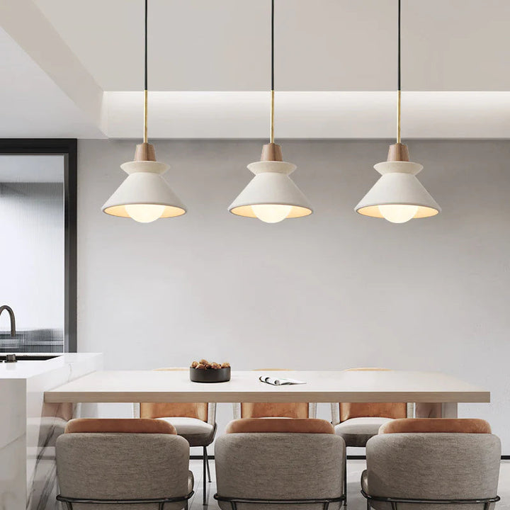 Modern White Concrete Cone Pendant Light | Kalsten