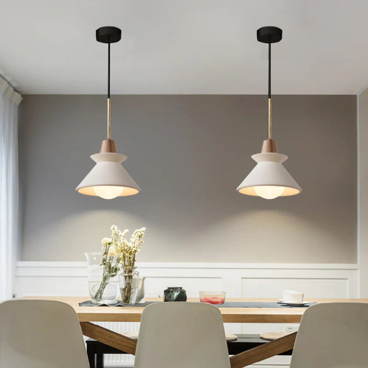 Modern White Concrete Cone Pendant Light | Kalsten