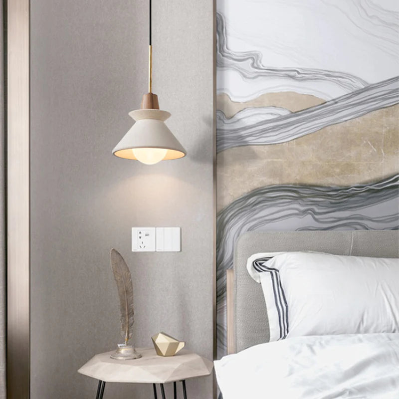 Modern White Concrete Cone Pendant Light | Kalsten