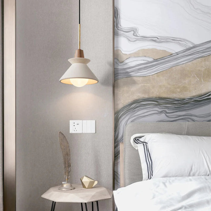 Modern White Concrete Cone Pendant Light | Kalsten