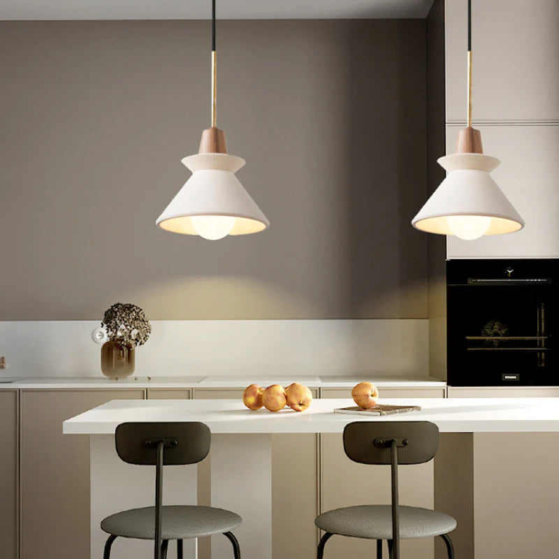 Modern White Concrete Cone Pendant Light | Kalsten