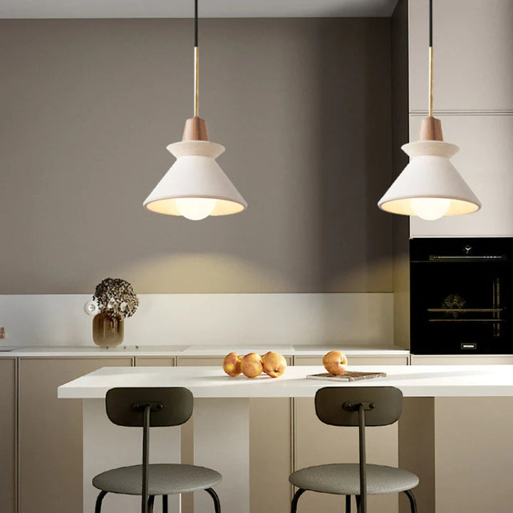 Modern White Concrete Cone Pendant Light | Kalsten