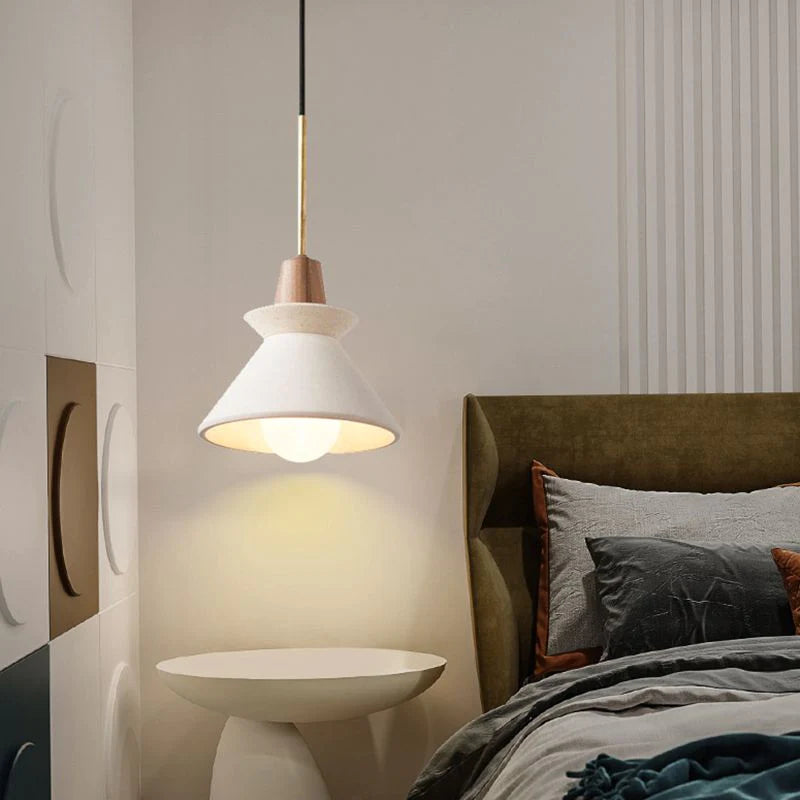 Modern White Concrete Cone Pendant Light | Kalsten