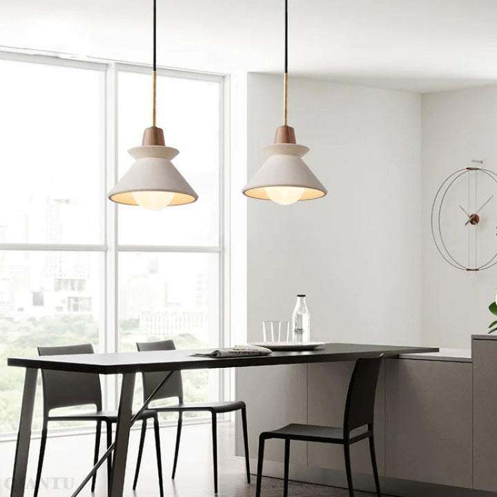 Modern White Concrete Cone Pendant Light | Kalsten