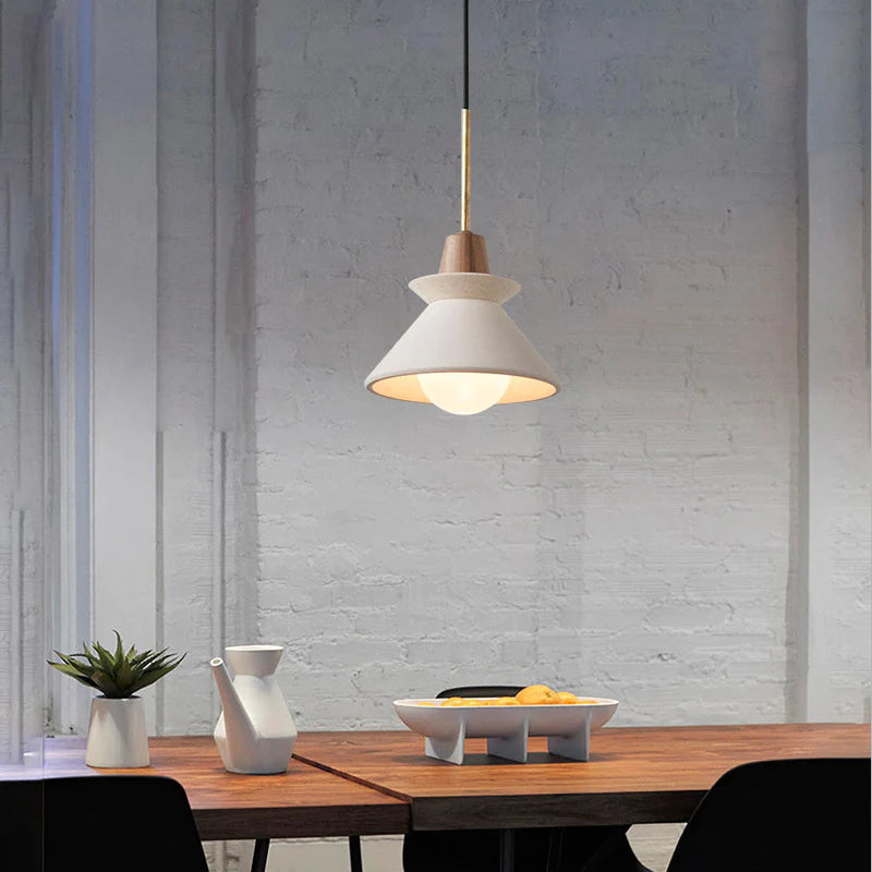 Modern White Concrete Cone Pendant Light | Kalsten