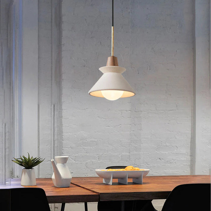 Modern White Concrete Cone Pendant Light | Kalsten