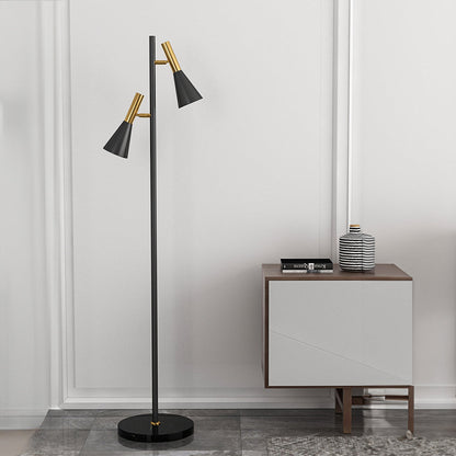 Dual-Head Adjustable Black Floor Lamp