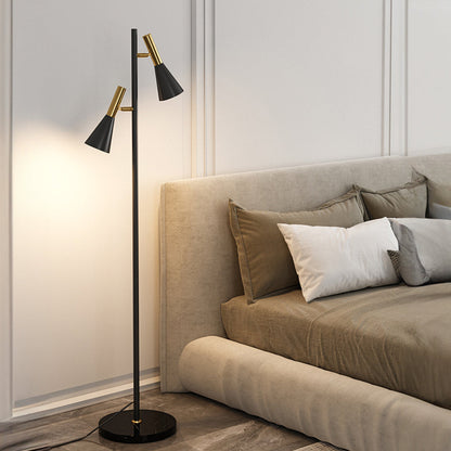 Dual-Head Adjustable Black Floor Lamp