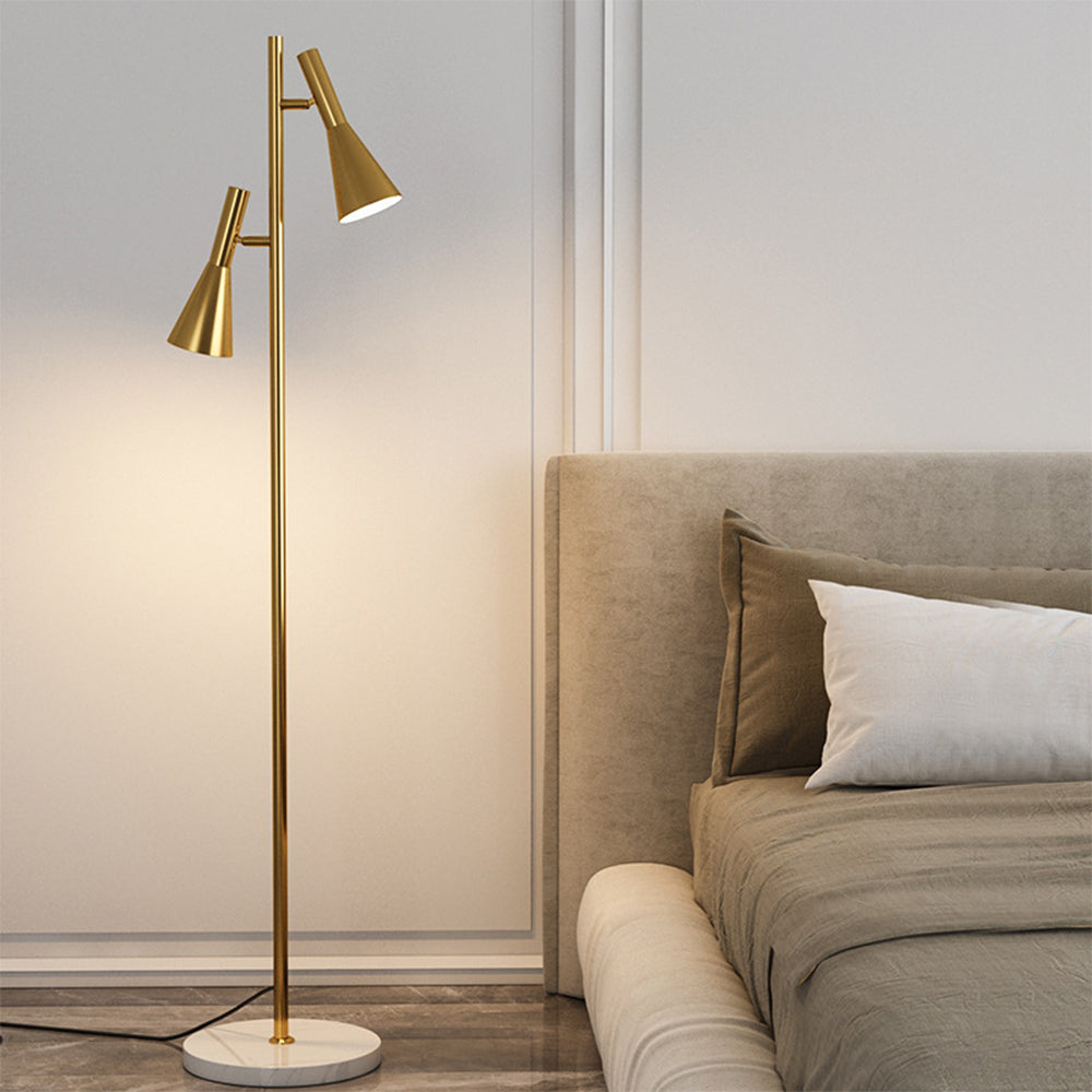 Dual-Head Adjustable Black Floor Lamp